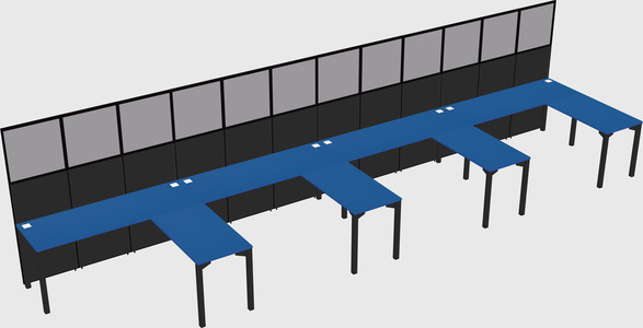 Shared l-shaped cubicle