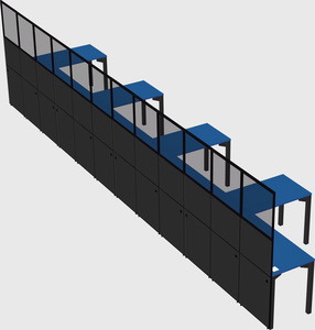 Shared l-shaped cubicle