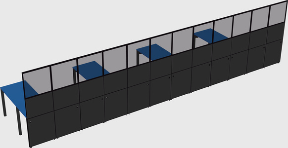 Shared l-shaped cubicle