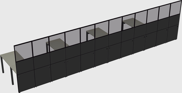 Shared l-shaped cubicle