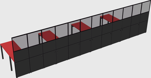 Shared l-shaped cubicle