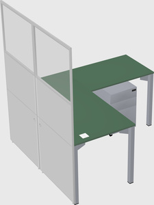 Shared l-shaped cubicle