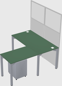 Shared l-shaped cubicle