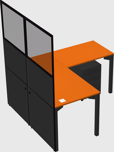 Shared l-shaped cubicle