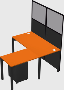 Shared l-shaped cubicle