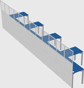 Shared l-shaped cubicle