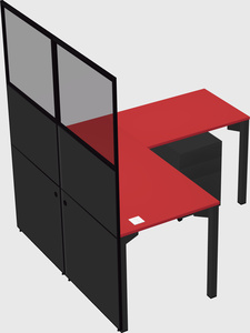 Shared l-shaped cubicle