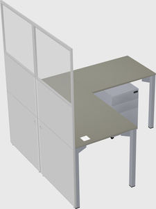 Shared l-shaped cubicle