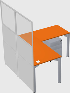 Shared l-shaped cubicle