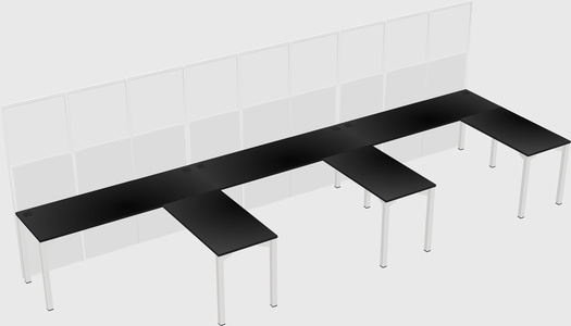 Shared l-shaped cubicle