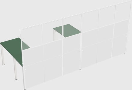 Shared l-shaped cubicle