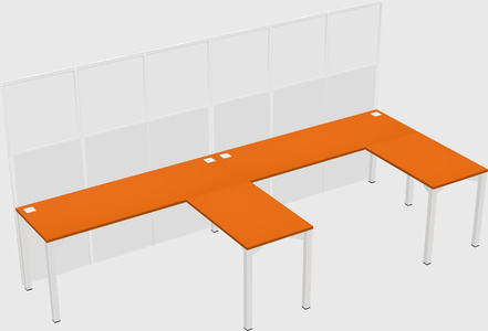 Shared l-shaped cubicle