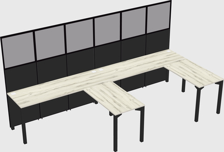 Shared l-shaped cubicle