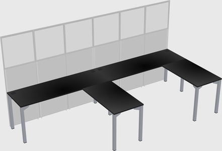 Shared l-shaped cubicle