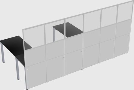 Shared l-shaped cubicle