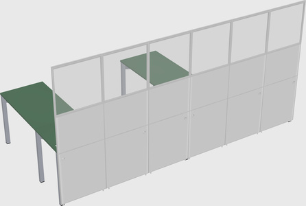Shared l-shaped cubicle