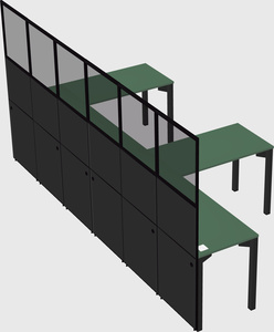 Shared l-shaped cubicle