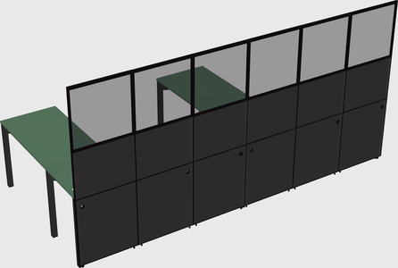 Shared l-shaped cubicle