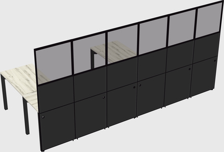 Shared l-shaped cubicle