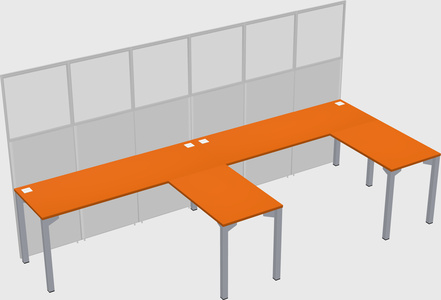 Shared l-shaped cubicle