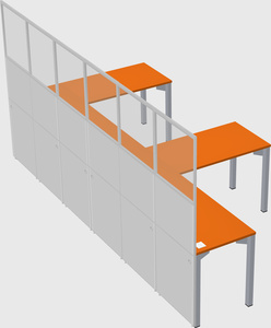 Shared l-shaped cubicle
