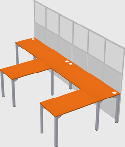 Shared l-shaped cubicle