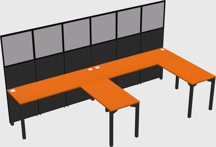 Shared l-shaped cubicle