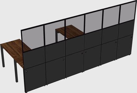 Shared l-shaped cubicle