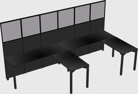 Shared l-shaped cubicle