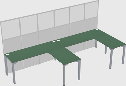 Shared l-shaped cubicle