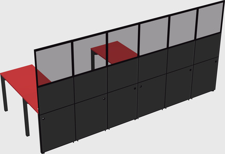 Shared l-shaped cubicle