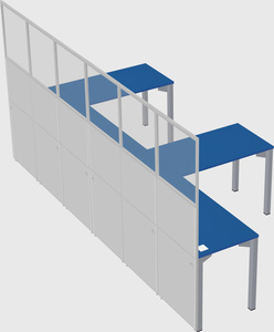 Shared l-shaped cubicle