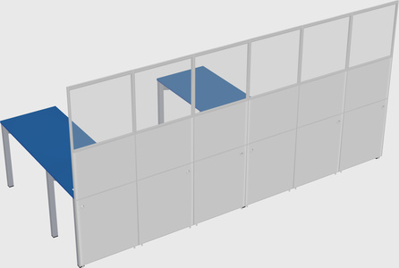 Shared l-shaped cubicle