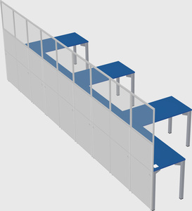 Shared l-shaped cubicle