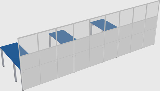 Shared l-shaped cubicle
