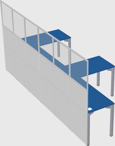 Shared l-shaped cubicle
