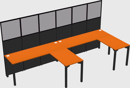 Shared l-shaped cubicle