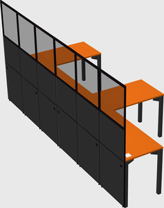 Shared l-shaped cubicle