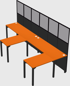 Shared l-shaped cubicle