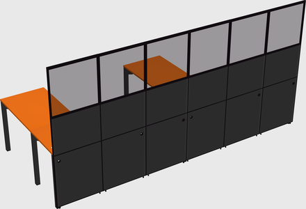 Shared l-shaped cubicle