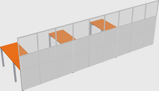 Shared l-shaped cubicle