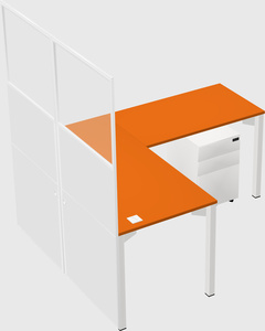 Shared l-shaped cubicle