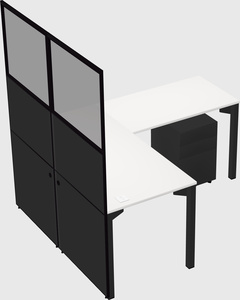 Shared l-shaped cubicle