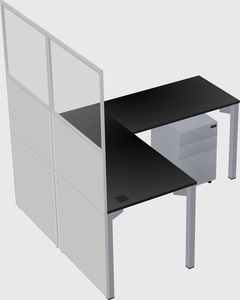 Shared l-shaped cubicle