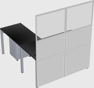 Shared l-shaped cubicle