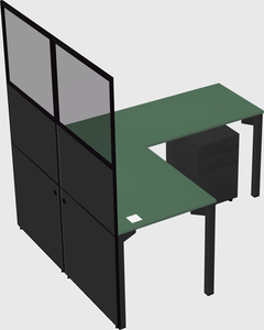 Shared l-shaped cubicle