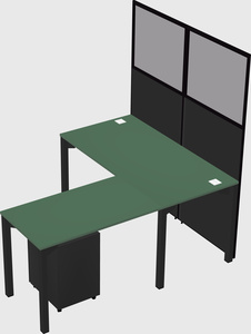 Shared l-shaped cubicle