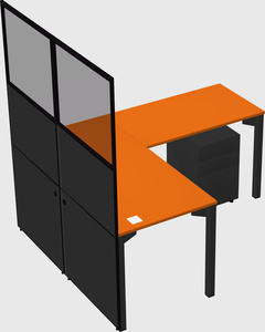 Shared l-shaped cubicle
