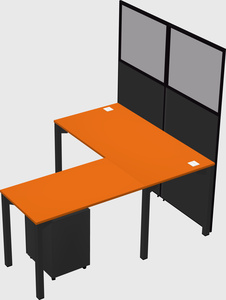 Shared l-shaped cubicle