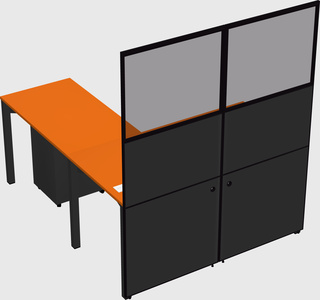 Shared l-shaped cubicle